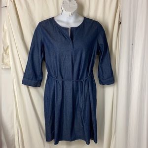Kelly 18w 18 Clinton Kelly Denim Dress Roll Tab Sleeves Split Neck